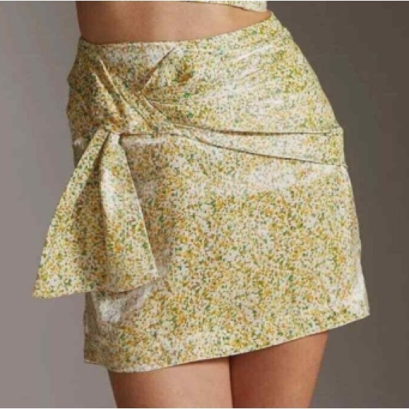 NWT Women’s Small Sabina Musayev Anthropologie Yellow Floral Mini Skirt - Picture 2 of 5